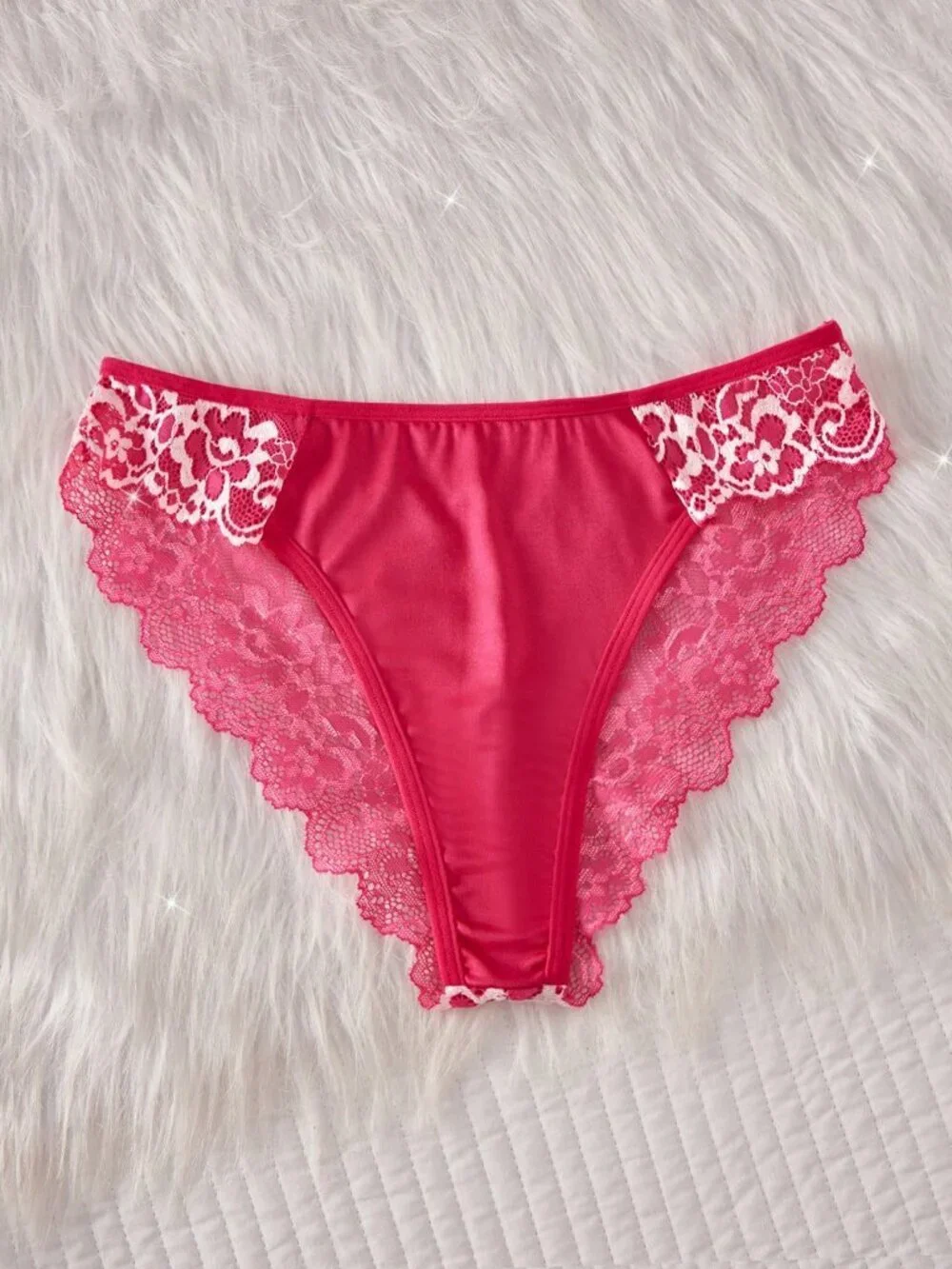 Hot Pink Women's Contrast Lace Sleepwear Set nightgown nighty